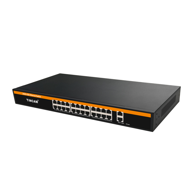 26 Port Gigabit Ethernet Switch 24 x Gigabit RJ45 Ports + 2 x Gigabit Uplink Ports 1U Rack Mount Unmanaged Network Switch TBC-S5024U-2G
