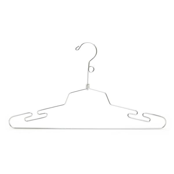 Notched Shoulders Chrome Wire Hangers , Stainless Steel Clothes Hanger