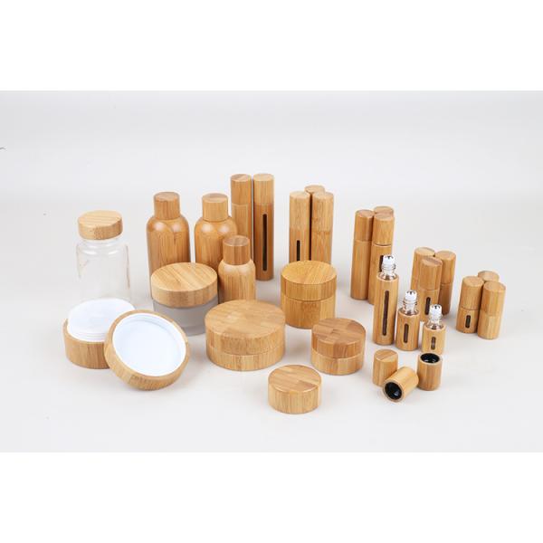 47mm 35ml Refillable Cosmetic Packaging  Jars With Bamboo Lids 28/400