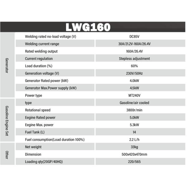 GENWELD  LWG160  INVERTERWELDING WORKSTATION