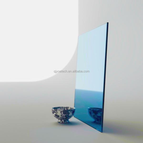 Frameless Blue Silver Decorative Float Glass Wall Mirror for Bedroom Dressing Bathroom
