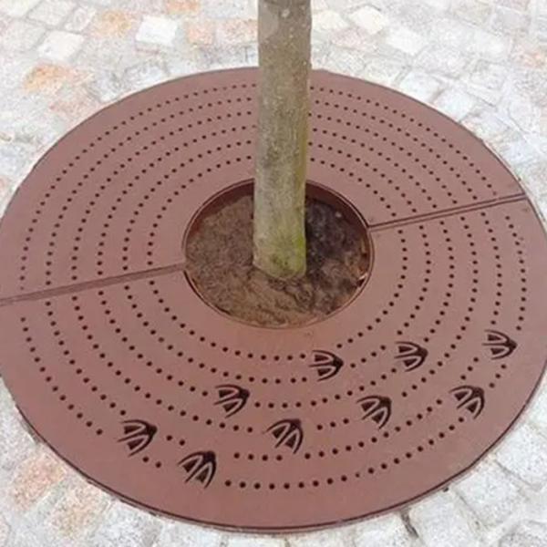 acessórios urbanos para o exterior rua corten aço árvore grelha calçada corte a laser de aço grelha árvore