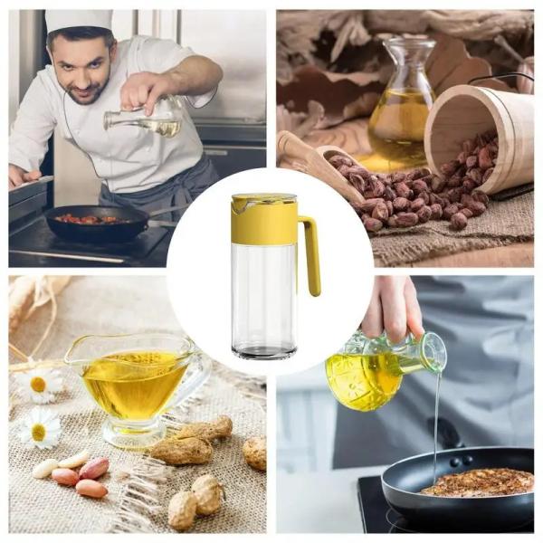 Gravity Automatically Open Close Oil Dispenser Bottle Leakproof 550ml With Pourer