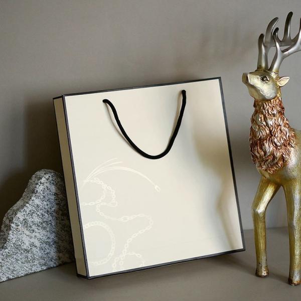 Logotipo personalizado Impresso Bolsa de papel de presente de luxo Joias Cartão branco Bolsas de papel de compras