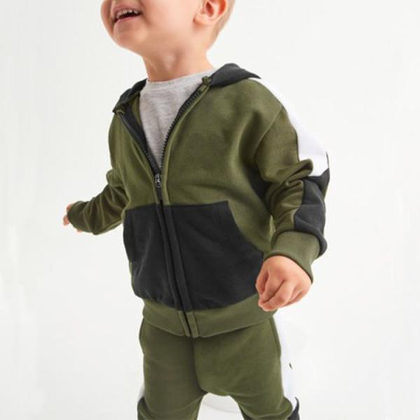 Coton garçons fermeture à glissière Sweatsuit ensemble de deux pièces vêtements pour enfants ensemble d'impression personnalisée