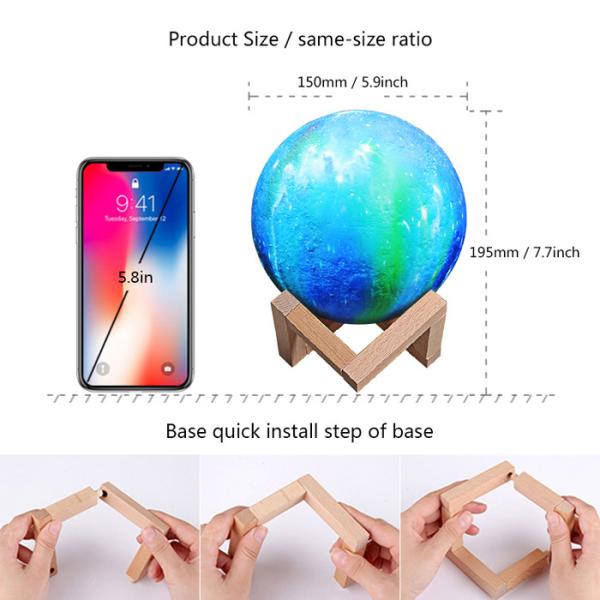 High End 3D Moon Nightlight Lamp 16 Colors Change OEM ODM Service