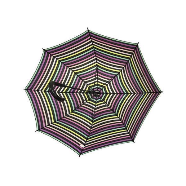 Aperto aberto da empresa da prova da chuva do guarda-chuva da vara do automóvel listrado colorido para a fêmea