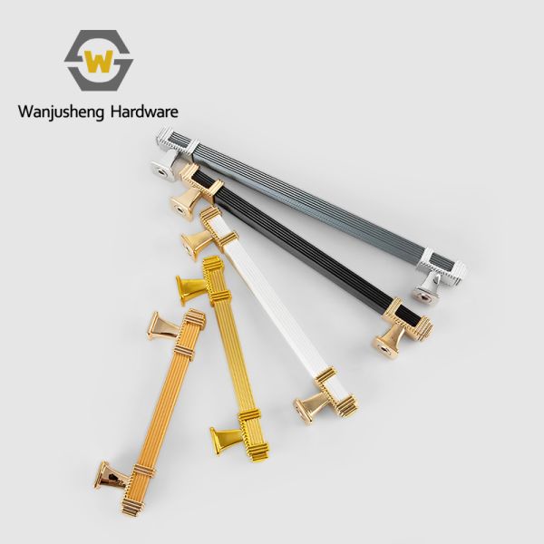 European-style Aluminum Alloy square Pull Handle Two-tone Spliced Vertical Grain Handle for Home Cabinet Drawer & Wardrobe Doors
