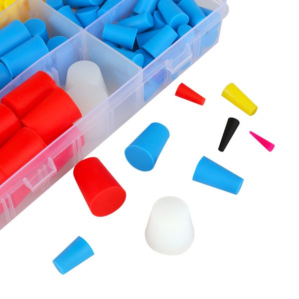 High Temp Protective Tapered Plug Assortment Kit 350PCS Masking System Silicone Rubber Stoppers 9 Sizes Processing Service