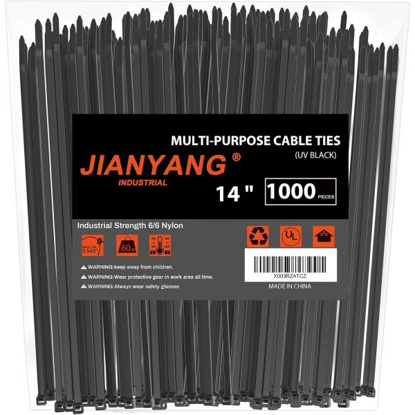 12 Inch Nylon Tie Wraps Double Sided Ultra Strong For Electrical Applications