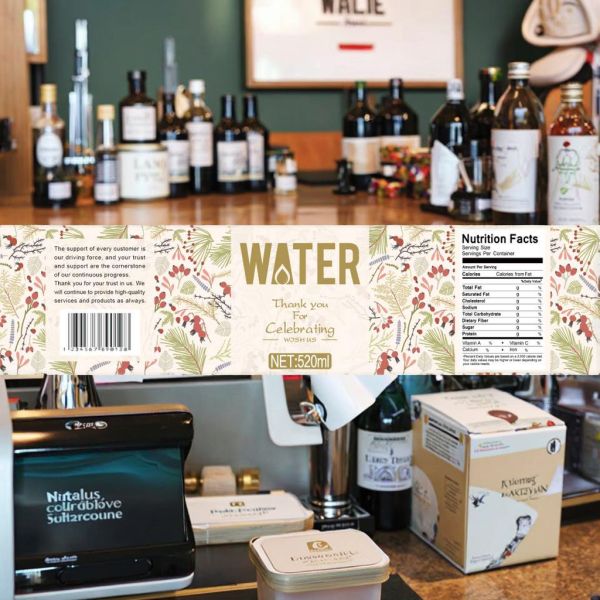 Custom Transparent White PVC Vinyl Self-Adhesive Logo Sticker Waterproof Scratch-Off Water Bottle Packaging Label for Wholesaler