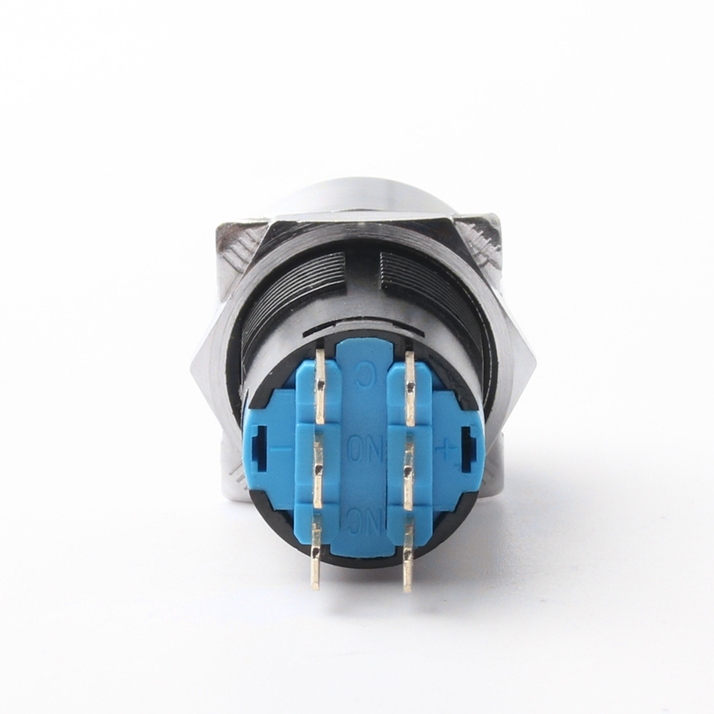 16mm IP66 IK09 Stainless Steel Rotary Switch 5A 250V 3 Position Push Button Latching Operation 2NO2NC Function Industrial