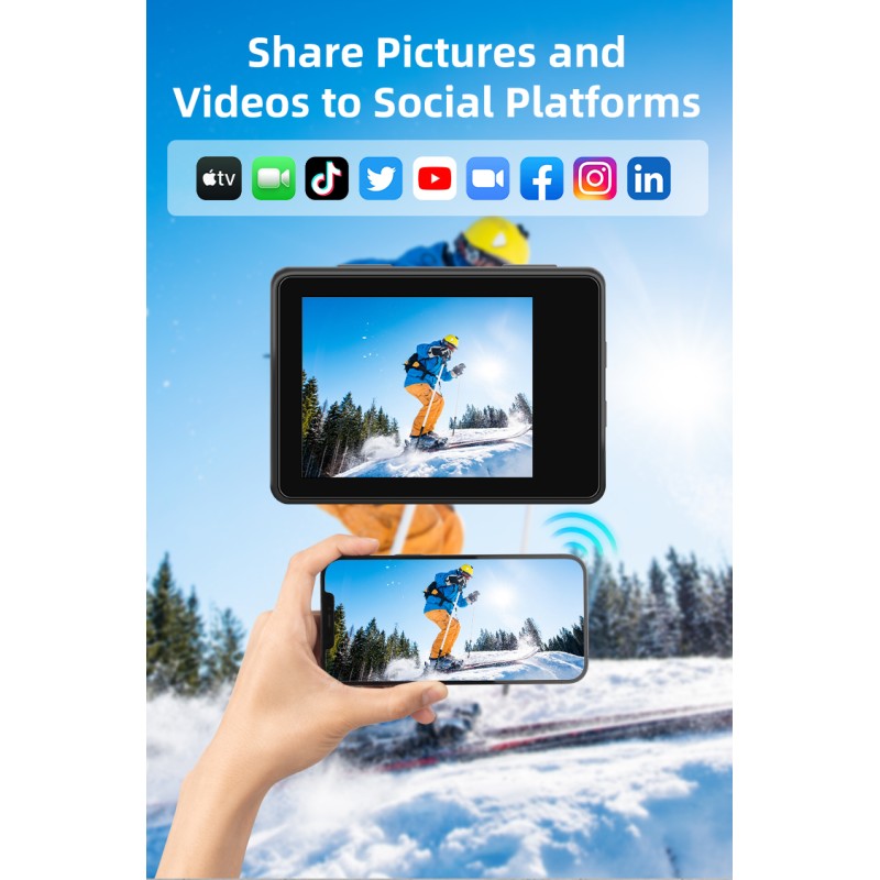 Newest HD 5K Dual Screen Action Sports Camera 30M Waterproof&Anti  Camera with Wifi Sport Camera for Surfing&Diving&Skiing