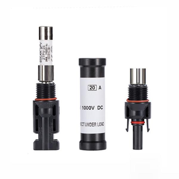 Conector de fusibles solares PPO de 1000 V CC 20A IP67 Negro