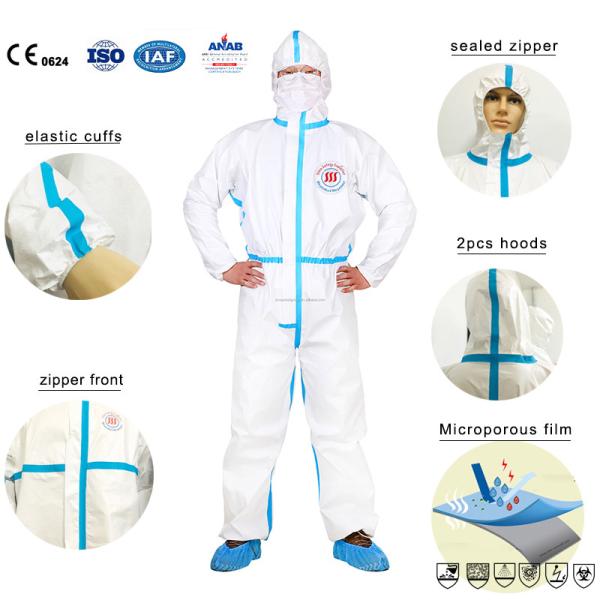 Non Woven Type 4 Polypropylene Disposable Protection Clothing Microporous Disposable Coverall
