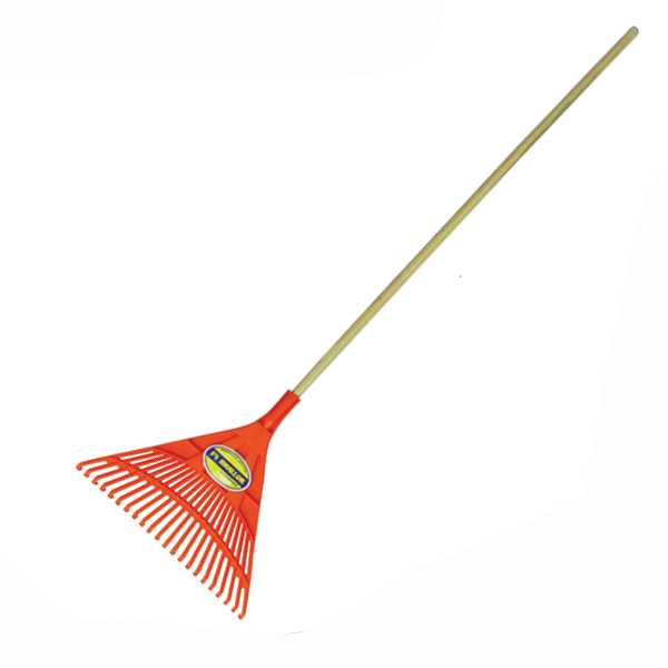 Wooden Handle Garden Rake for 22 Tines Plastic Leaf Distribution