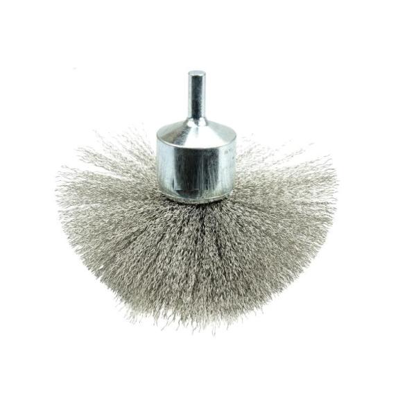 25mm OD Solid Shank Stainless Steel Circular Flared End Brush for Rust Paint Removal