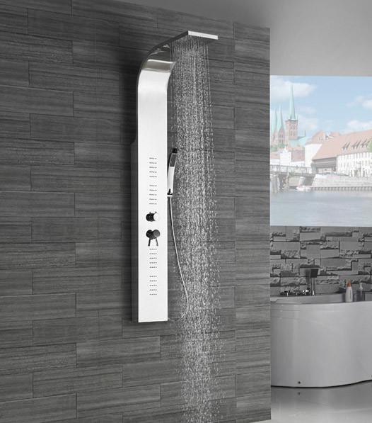 304 Stainless Steel Shower Panel with Top Rain Shower and Back Massage Nozzles