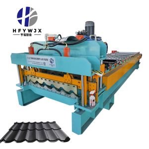 Automatic 1100 Model Glazed Tile Roll Forming Machine with Chain Drive Transmission
