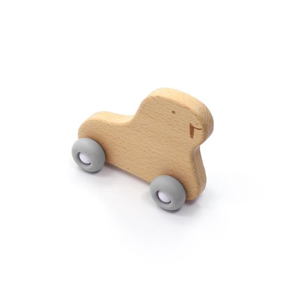 Fox Car Shape Wheelie Wooden Silicone Teether For Toddler OEM Service