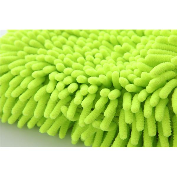 Green color high quality double side microfiber chenille car cleaning detailing house cleaning wash mitts/gloves