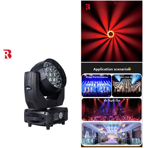 Умывайте светодиодный зум 19pcs 15W Sharpy Beam Движущаяся голова Сцена Свет RGBW Бесконечная смесь для свадьбы
