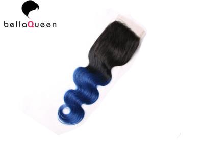 fechamento do laço do cabelo humano da onda do corpo 4x4 com sentimento bonito e macio