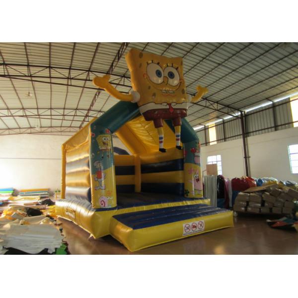 Spongbob Cool Bounce Houses , Backyard Industrial Bounce House Quadruple Stitching