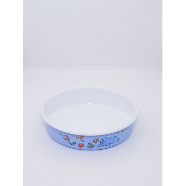 Wholesale 20cm Light Blue Seal Hummingbird Print Round Enamel Baking Tray Oven Safe Enamel Dish For Fridge Storage Food Prep