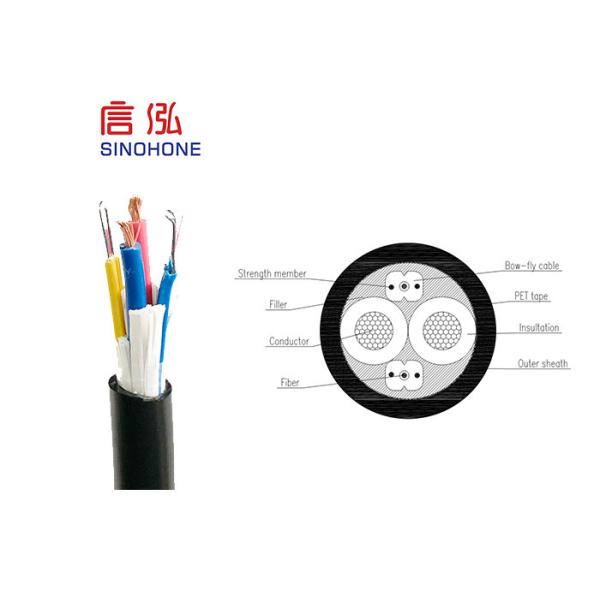FTTH Fiber And Power Hybrid Fiber Optic Cable G.657A2 Bow Type 300 / 500 V