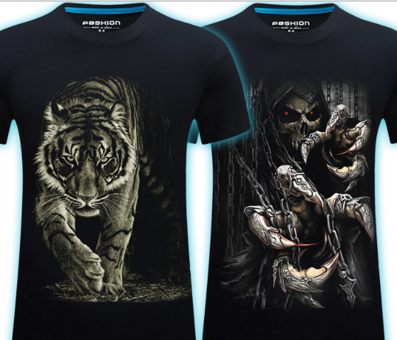 Summer Men's 3D Personality T-shirt Short Sleeve Stereo Wolf Head Pattern Big Size Gain/ Garment