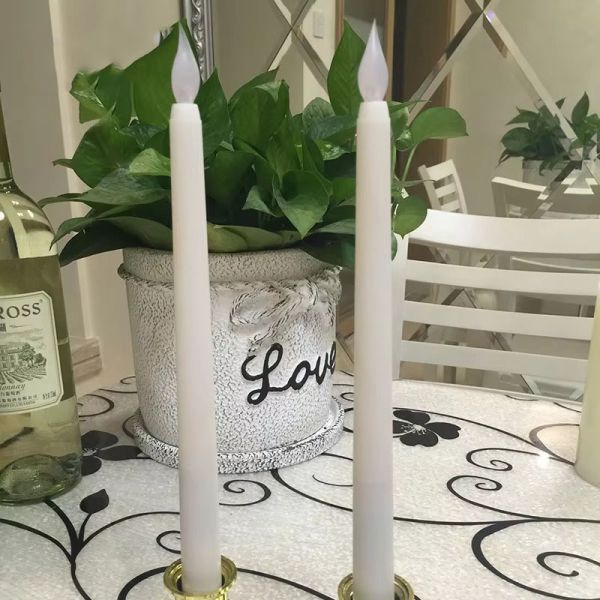 Handmade Flameless Taper Candles Battery Powered Long LED Candles For Home Wedding Party Decor