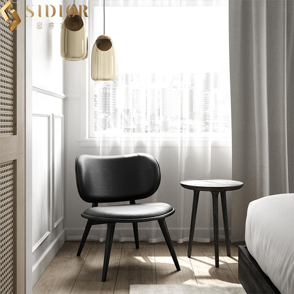 Luxury European Modern Leisure Chair Fabric Solid Wood Frame L65cm