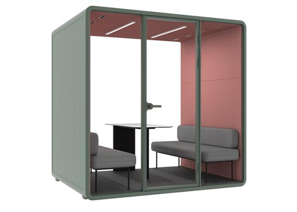Painel de controle Flexível Soundproof Pods L Reunião Booth para exposição Assentos confortáveis Cabine