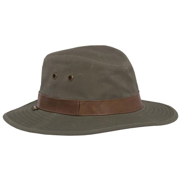 Broad Brimmed Waxed Cotton Hat , Leather Belt Poly String Tan Mens Summer Brim Hats