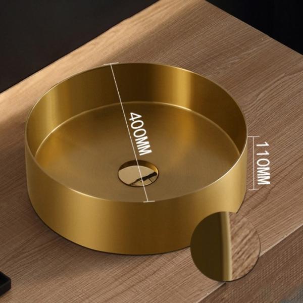 Gold Basin Bathroom Stainless Steel Sink , Combo Artistic Vessel Sink Washing Bowl Set