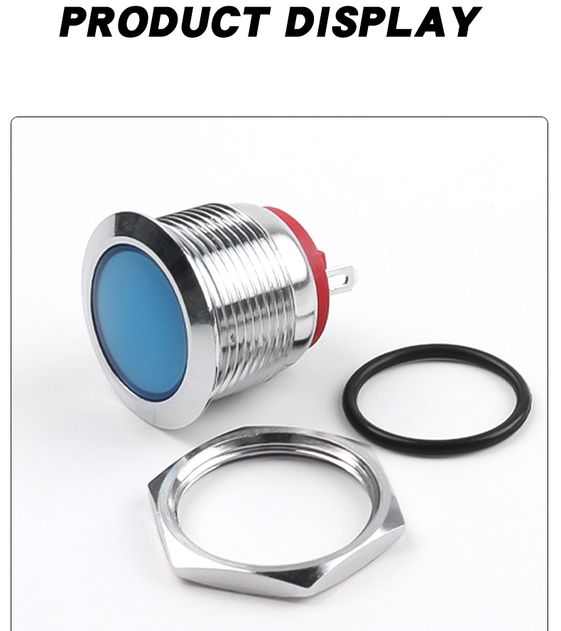 19mm Waterproof LED Signal Lamp Indicator Lights 12V 24V 110V 220V Industrial Source Metal Construction
