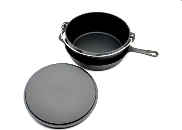 Pre-seasoned Cast Iron Dutch Oven with Stainless Steel Handle