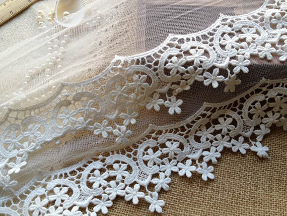 Вышитая годом сбора винограда отделка шнурка нейлона Тюль на платье 22КМ дам с белизны