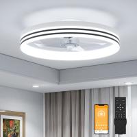 20 Inch 5 Blades 6 Wind Speeds Smart Low Profile Ceiling Fan Lights Flush Mount With APP Remote for Bedroom Living Room