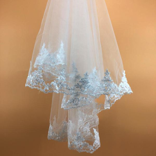 Ivory Bridal Veil Embroidery Lace Edge with Cord