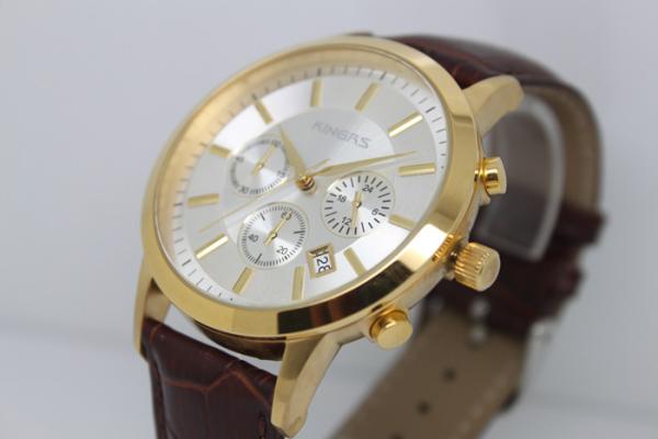 Stainless Steel Back Watch / Genuine Leather Watch With Power Reserve , Logo Custom