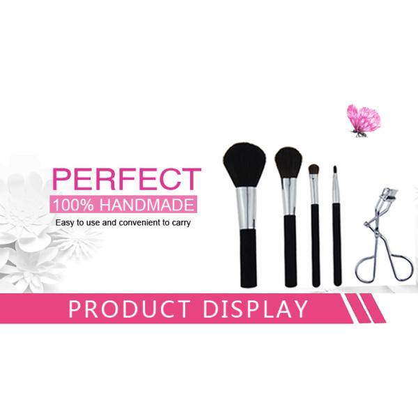 Cruelty Free Travel Makeup Brush Set With Cement Handle Siver Aluminum
