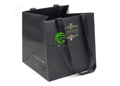 Storage Flower Ribbon Handle Gift Bags Custom Printing Strong Paper Carrier Bags