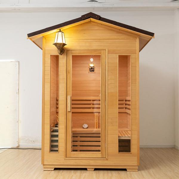 Solid Wood Outdoor Steam 2 Person Traditional Sauna With Waterproof Light
