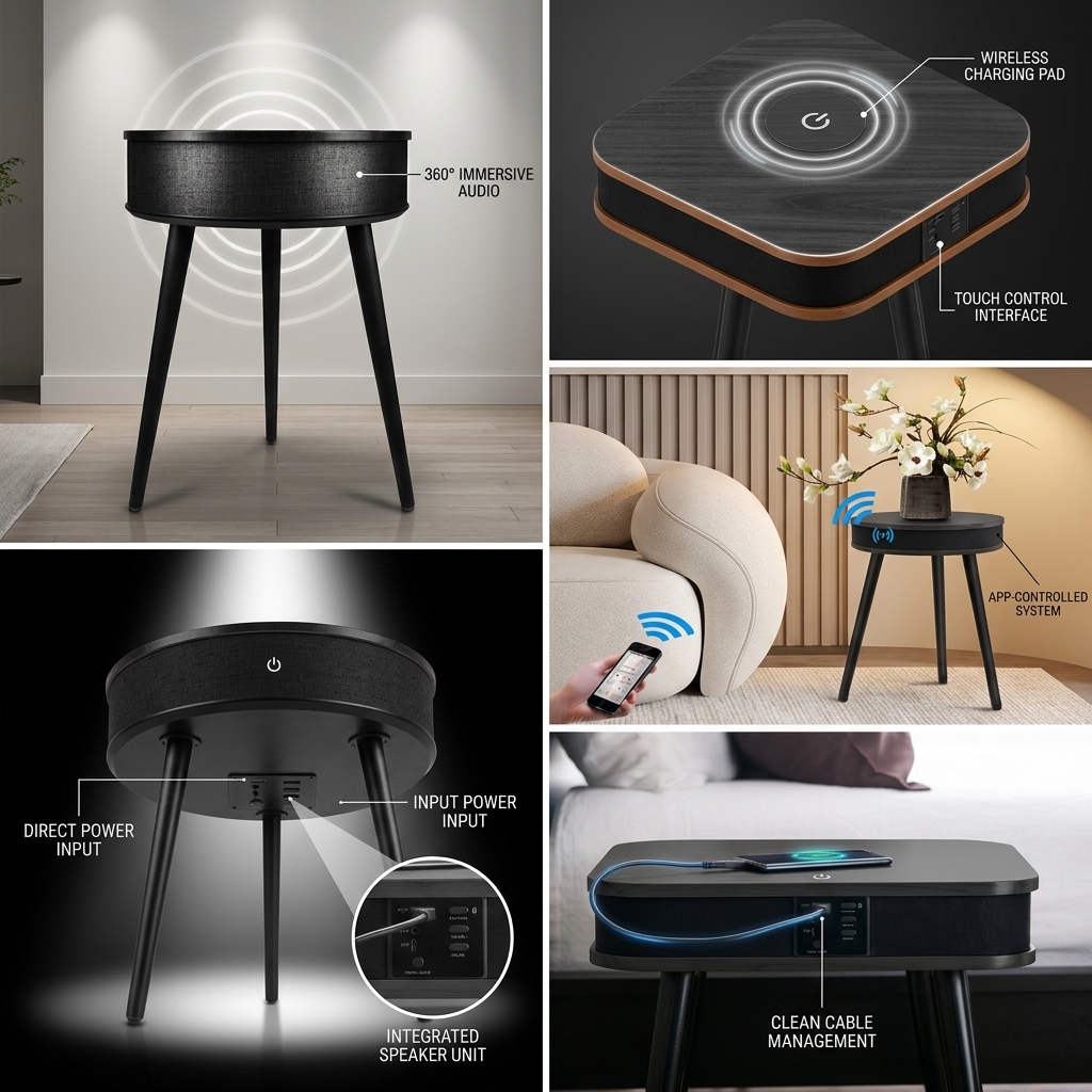 Smart Coffee Table AT106 5W Rectangle Charger Wireless Charging Modern Living Room