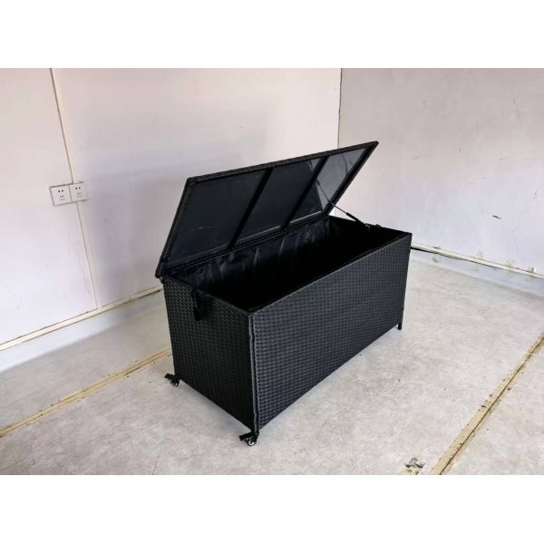 Garden Storage Box with Lid (124x14x59cm) Wicker Chest for Home Organization Blanket Toy & Clothes Storage & Decor