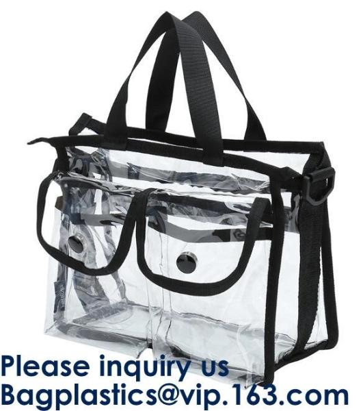 Clear PVC Makeup Cosmetic Bag With Extra 2 Front Magnet Pockets And Zipper Bag,Cosmetic Portable Toiletry Makeup Bag