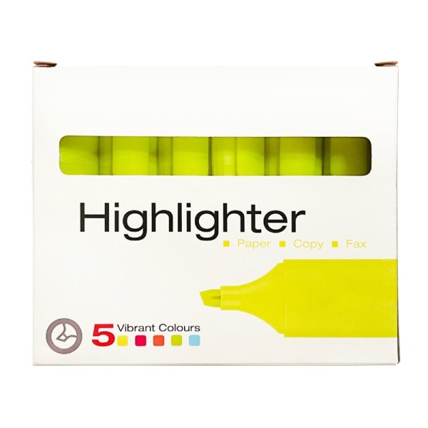 Facoty Wholesale 12PCS Yellow School And Office Fluorescent Ink Window Cuted Color Box Set Marker Chisel Fiber Tip Highlighter