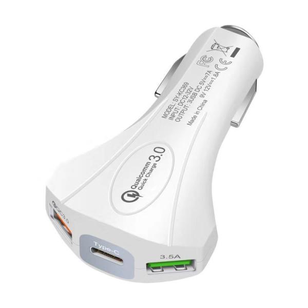 7A 3 USB CAR CHARGER  QC3.0 TYPE-C+ USB Universal Compatible USB CAR CHARGER for all electronics cheap price